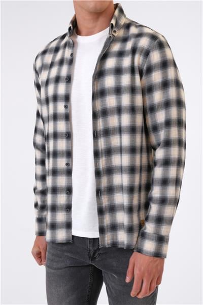 Siyah Regular Fit Pamuklu Ekoseli Gömlek