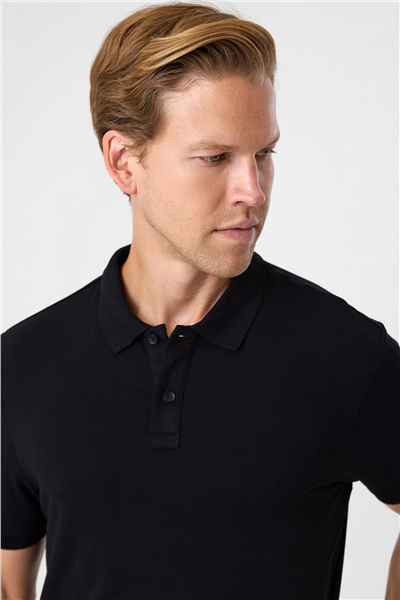 Siyah Regular Fit Polo Yaka Tişört