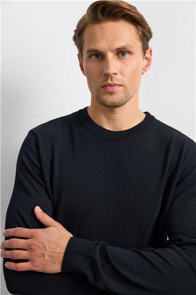 Siyah Regular Fit Triko Kazak