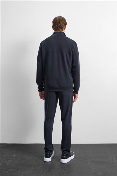 Siyah Regular Fit Yarım Fermuarlı Sweatshirt