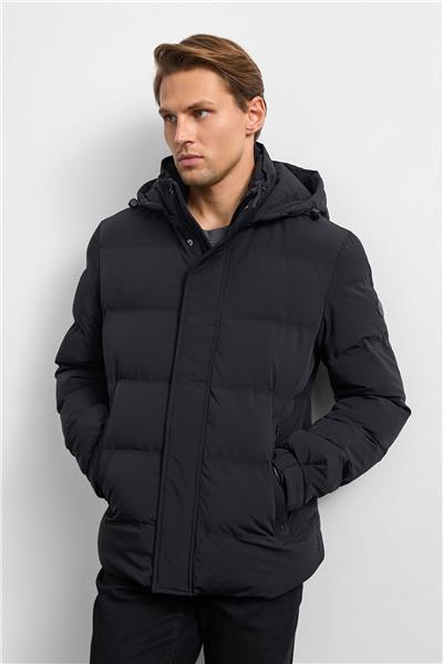 Siyah Relaxed Fit Puffer Jacket