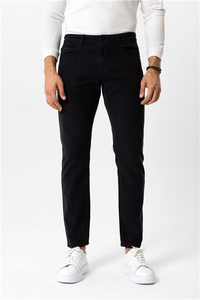 Siyah Slim Fit 5 Cepli Pamuklu Chino Pantolon