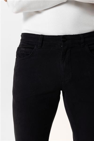 Siyah Slim Fit 5 Cepli Pamuklu Chino Pantolon