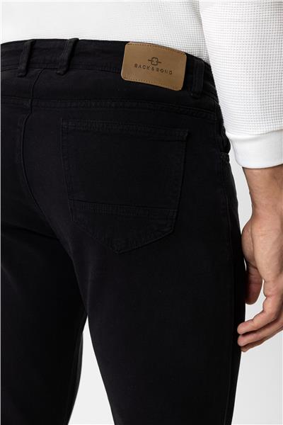 Siyah Slim Fit 5 Cepli Pamuklu Chino Pantolon