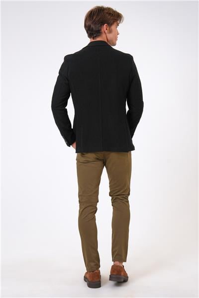 Siyah Slim Fit Mono Yaka Ceket