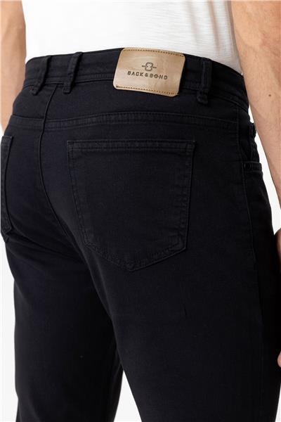 Siyah Slim Fit 5 Cepli Pamuklu Denim Pantolon