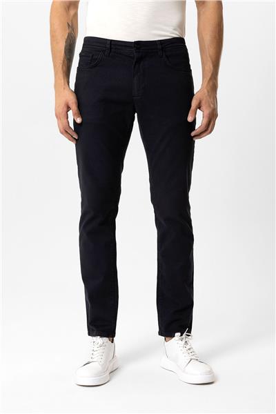 Siyah Slim Fit 5 Cepli Pamuklu Denim Pantolon