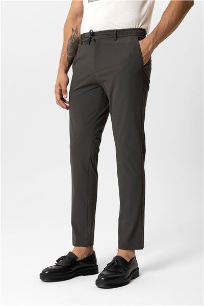 Haki Slim Fit Yan Cep Beli Bağcıklı Casual Pantolon