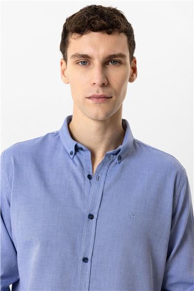 Lacivert Regular Fit %100 Pamuk Oxford Gömlek