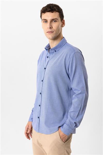Lacivert Regular Fit %100 Pamuk Oxford Gömlek