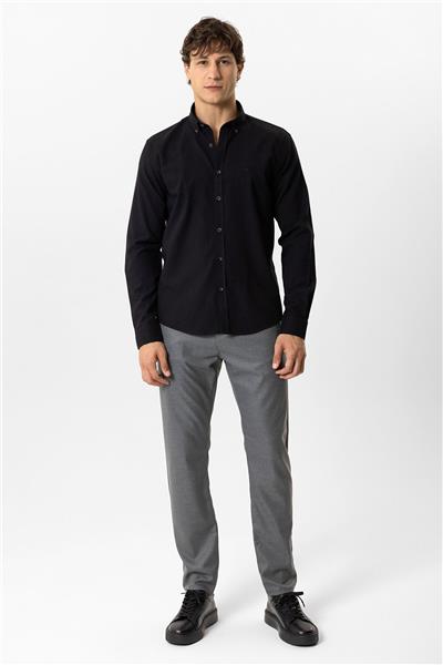 Siyah Regular Fit %100 Pamuk Oxford Gömlek
