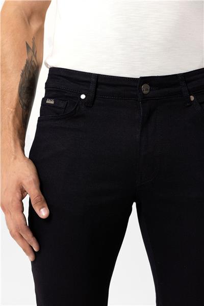 Siyah Slim Fit 5 Cepli Pamuklu Denim Pantolon