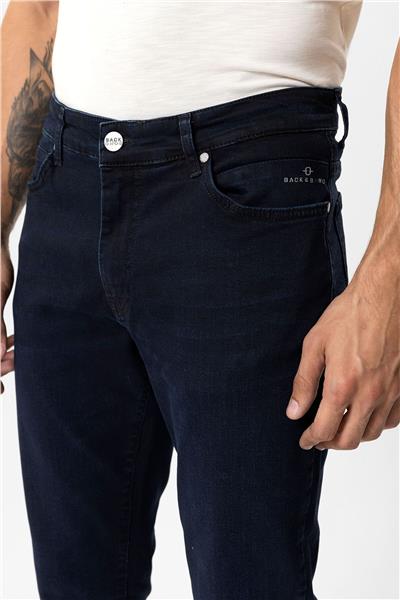 Lacivert Slim Fit 5 Cepli Pamuklu Denim Pantolon