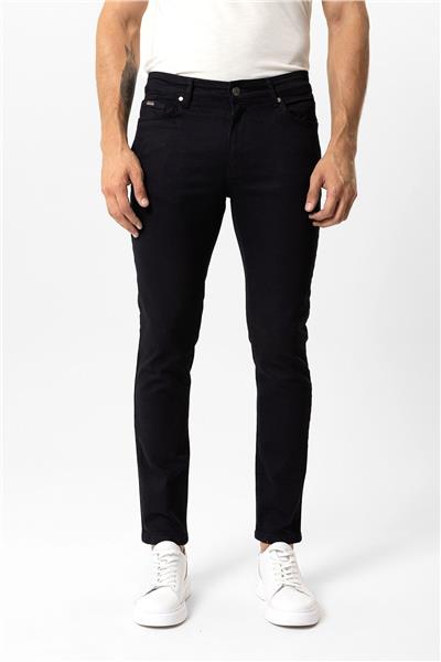 Siyah Slim Fit 5 Cepli Pamuklu Denim Pantolon