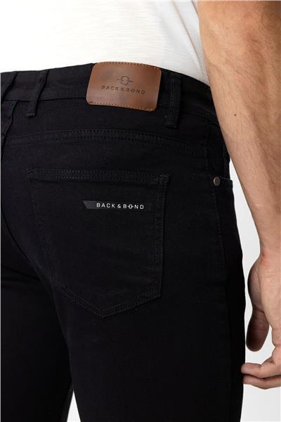 Siyah Slim Fit 5 Cepli Pamuklu Denim Pantolon