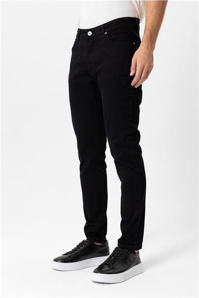 Siyah Slim Fit 5 Cepli Pamuklu Denim Pantolon