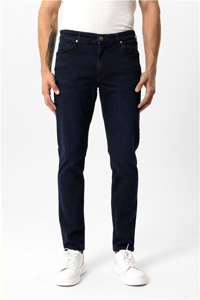 Lacivert Slim Fit 5 Cepli Pamuklu Denim Pantolon