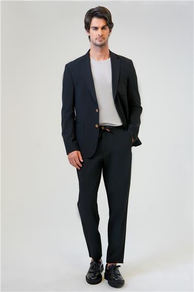 Siyah Slim Fit Mono Yaka Ceket