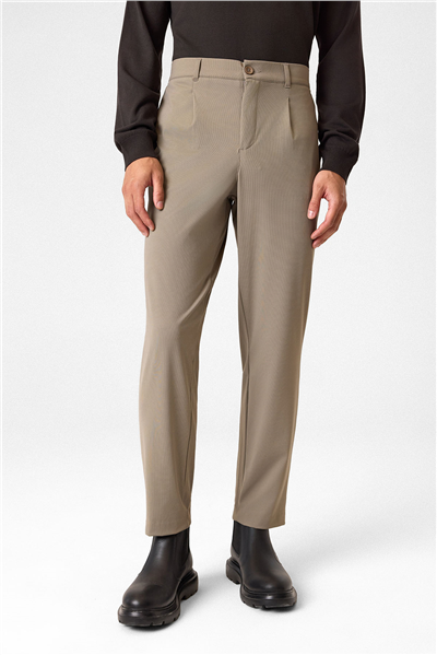 Bej Slim Fit Örme Jogger Pantolon