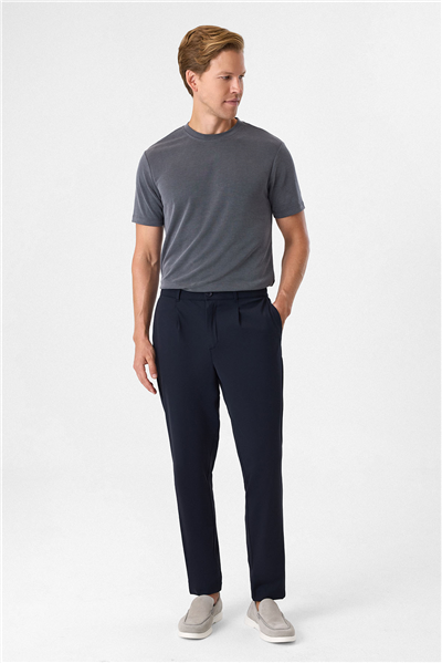 Lacivert Slim Fit Örme Jogger Pantolon