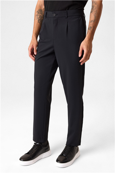 Siyah Slim Fit Örme Jogger Pantolon