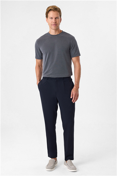 Lacivert Slim Fit Örme Jogger Pantolon