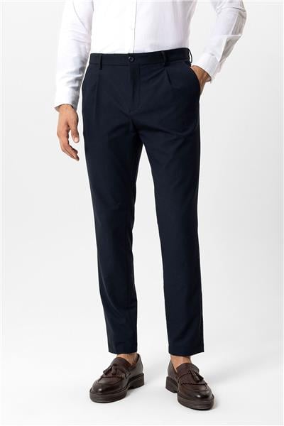 Lacivert Slim Fit %100 Pamuk Chino Pantolon