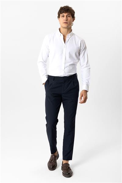 Lacivert Slim Fit %100 Pamuk Chino Pantolon