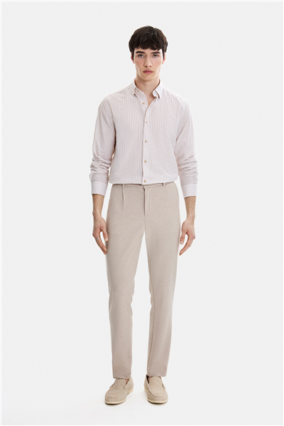 Bej Slim Fit Takım Pantolonu
