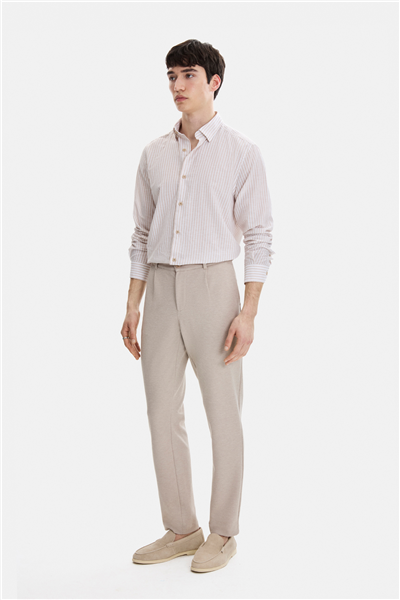 Bej Slim Fit Takım Pantolonu