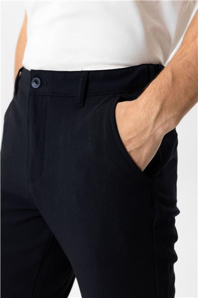 Lacivert Smart Fit Beli Lastikli Yan Cep Casual Pantolon