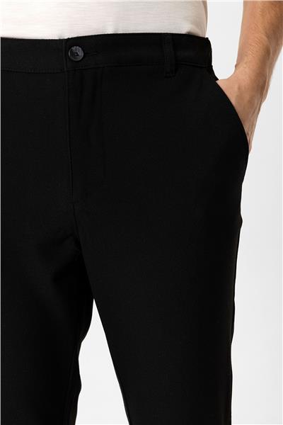 Siyah Smart Fit Beli Lastikli Yan Cep Casual Pantolon
