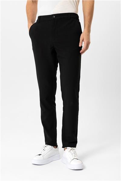 Siyah Smart Fit Beli Lastikli Yan Cep Casual Pantolon