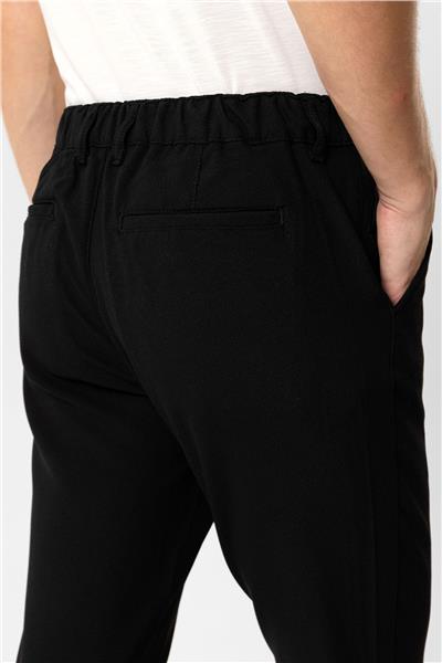 Siyah Smart Fit Beli Lastikli Yan Cep Casual Pantolon