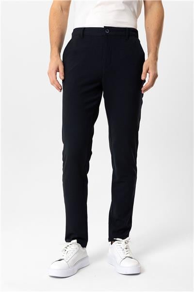 Lacivert Smart Fit Beli Lastikli Yan Cep Casual Pantolon