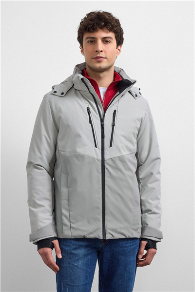 Gri Smart Fit Puffer Ceket
