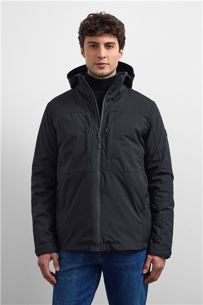 Siyah Smart Fit Puffer Ceket