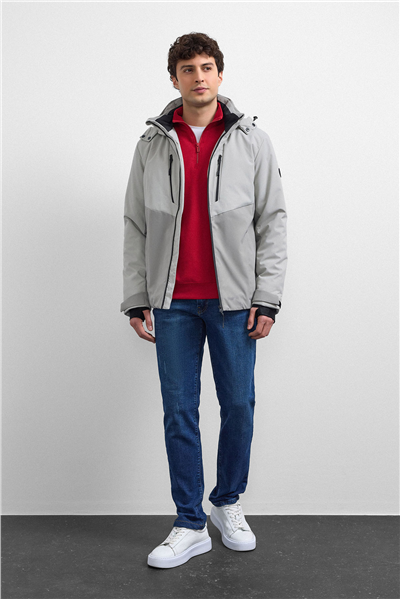 Gri Smart Fit Puffer Ceket