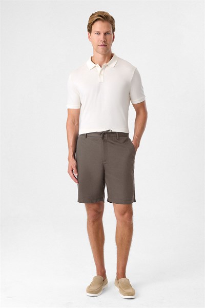 Vizon Regular Fit Keten Şort