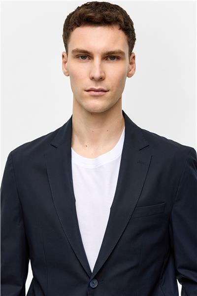 Lacivert Slim Fit Mono Yaka Takım Elbise