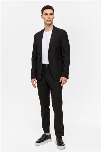 Siyah Slim Fit Mono Yaka Takım Elbise