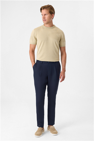 Lacivert Keten Pantolon