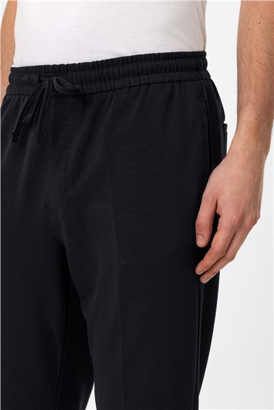 Lacivert Slim Fit Yan Cep Beli Bağcıklı Casual Pantolon