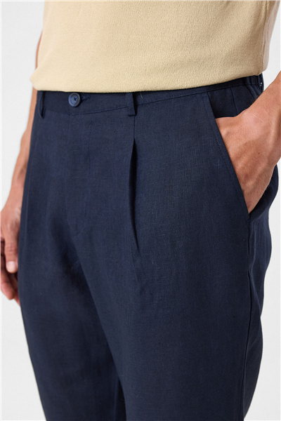 Lacivert Keten Pantolon