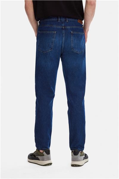 Lacivert Tapered Fit Denim Pantolon