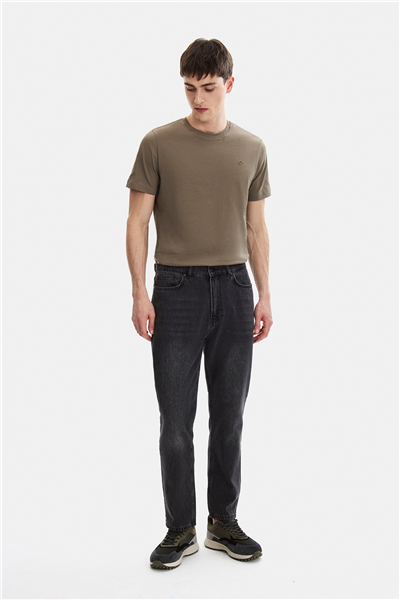 Siyah Tapered Fit Denim Pantolon