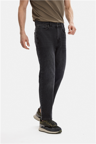 Siyah Tapered Fit Denim Pantolon