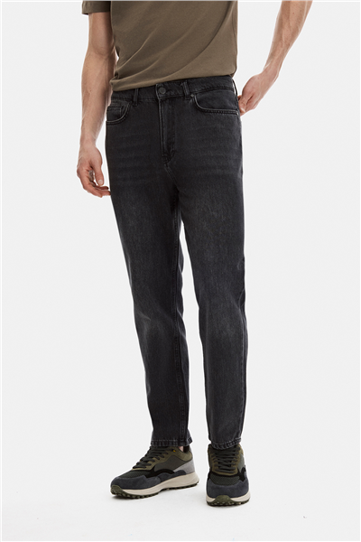 Siyah Tapered Fit Denim Pantolon