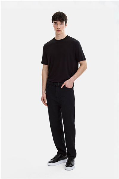 Siyah Tapered Fit Denim Pantolon