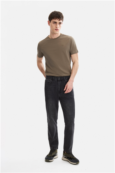 Siyah Tapered Fit Denim Pantolon